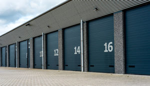 Row of commercial garage doors